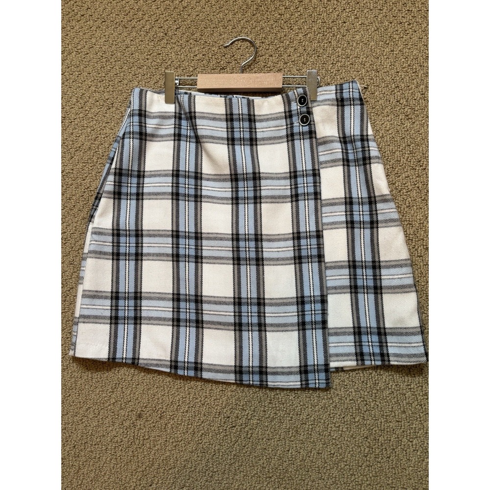 Francesca's Blue Rain Side Button Zip Skirt Sz Medium Boutique